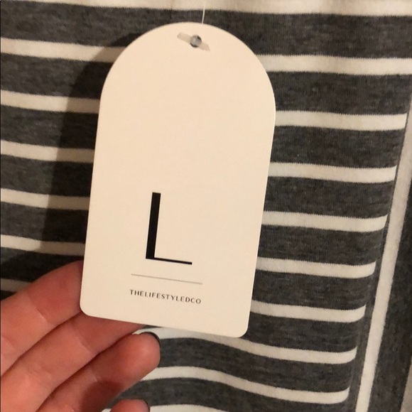 Grey and White Striped T-Shirt Dress - Picture 5 of 5